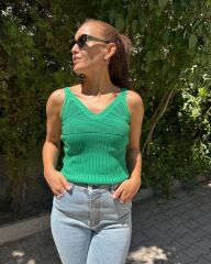 Ribana Dokulu V Yaka Triko Bluz