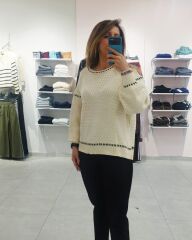 Oversize Desenli Triko Kazak