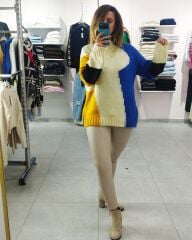 4 Renkli Balıkçı Yaka Kazak