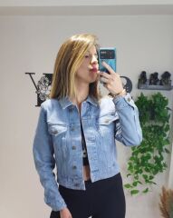 Mavi Kot Ceket Kısa Model