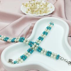 İnci Çiçek Desen Bileklik