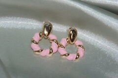 Pembe Gold Halka Çelik Küpe