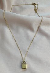 Gold Kilit Formlu Çelik Kolye | Sky Fashion