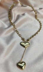 Kalpli 2’li Gold Kolye | Sky Fashion