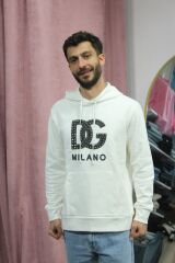 DG MİLANO KREM RENGİ KAPŞONLU SWEATSHİRT