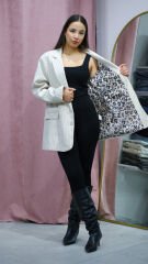 Çizgili Oversize Blazer Ceket