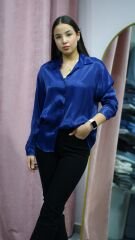 Saks Mavisi  Saten Gömlek