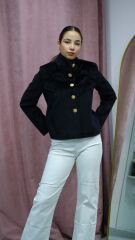 Kaz Tüyü Gold Düğmeli Kaban