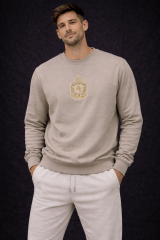 DG İthal Basic Bej Yumuşak Dokulu Sweat