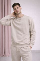 DGX  Detaylı Bej Erkek Basic Sweat