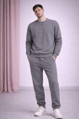 DGX Detaylı Antrasit Gri Erkek Basic Sweat